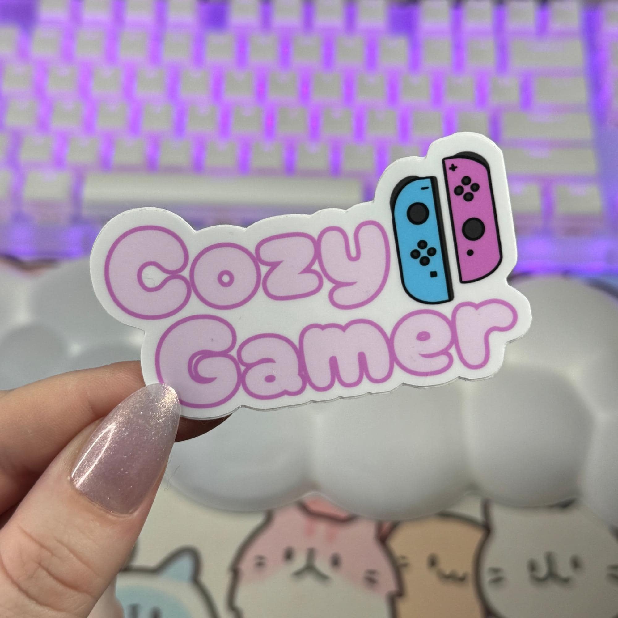 Sticker Gamer Cosy, Switch Gamer Cosy, Sticker Switch Joycon, Sticker Gamer Cosy avec Switch Joycons, Sticker Gaming Mignon pour Ordinateurs Portables