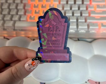 Holographic RIP to My Abandoned Nintendogs Sticker, Halloween Sticker, Nostalgic Nintendogs Game, Cute Gamer Sticker for Laptops