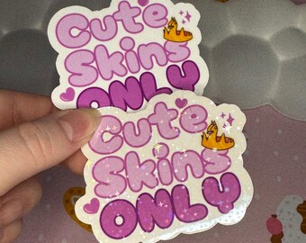 Pegatinas de Skins Only: Pegatinas de Skins Only de Battle Royal en color rosa, calcomanía de corona de victoria para jugadores para fanáticos de Battle Royale, regalos para jugadores de videojuegos