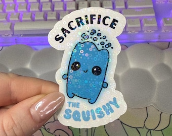 Water Sprite ‘Sacrifice the Squishy’ Sticker, Mystical Floating Water Stickers for Gamers, Battle Royal Game Sticker, Cute Gaming Sticker