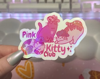 Sticker Pink Kitty Club – Sticker schattige roze cowboykatten esthetische western, stickers roze kat, katten die cowboykatten dragen, stickers kattenliefhebber