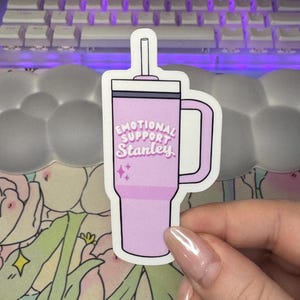 Baby Pink Emotional Support Stanley Aufkleber, Pastell Pink Stanley Cup Aufkleber, Cotton Candy Pink Trinkaufkleber, emotionale Wasserflasche