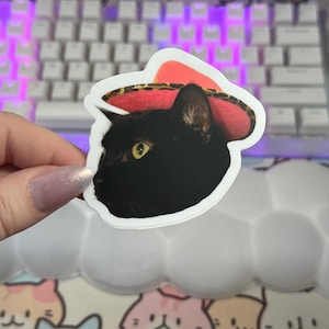 Cowboy Black Cat Sticker, Cute Cowboy Cat Stickers, Western Cats, Laptop Stickers, Water Bottle Stickers, Kindle Stickers
