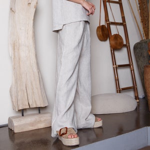 Long linen pants / Wide leg linen women trousers