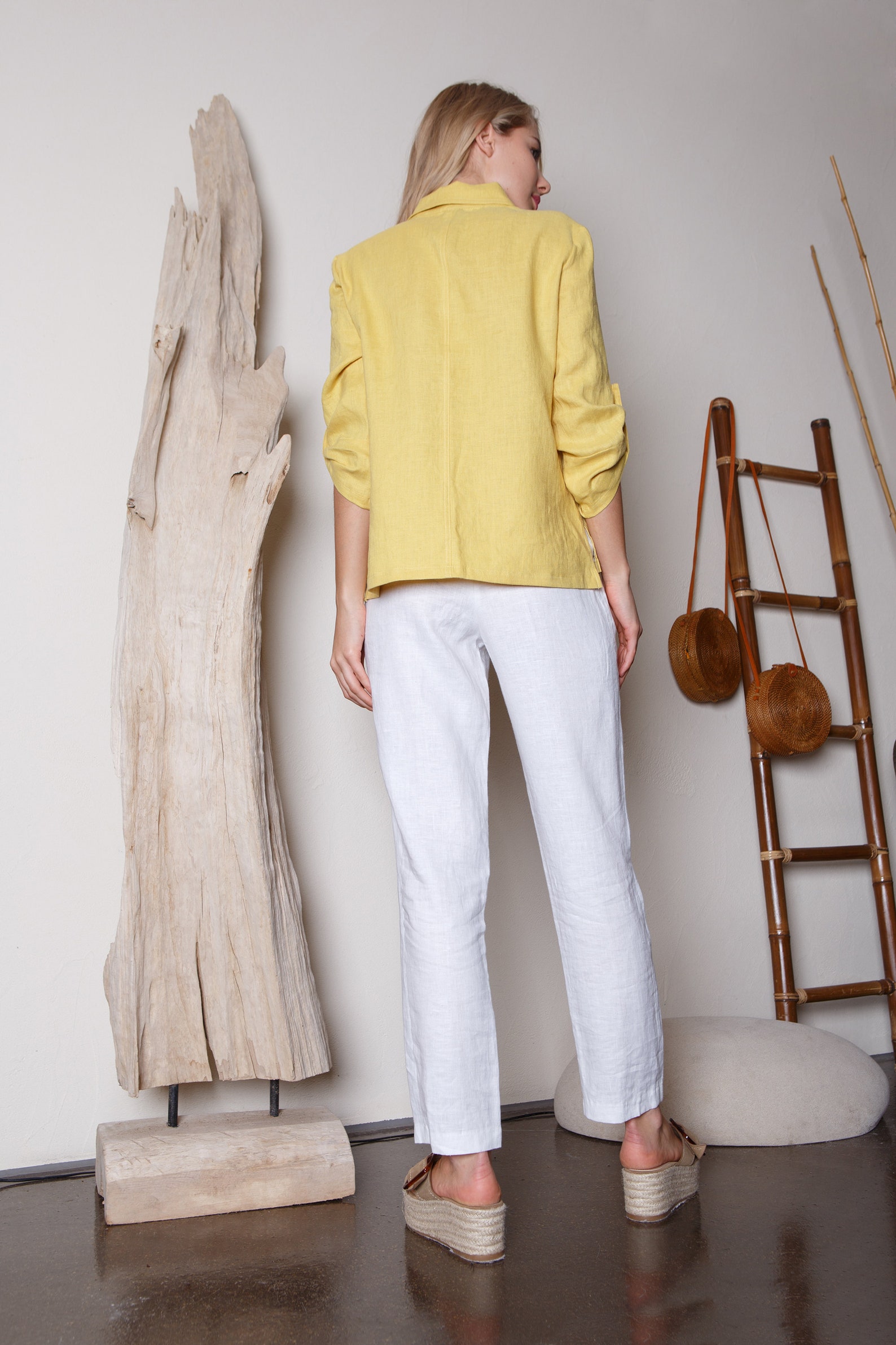 Yellow Linen Top / Yellow Linen Shirt / Yellow Linen Blouse / Etsy