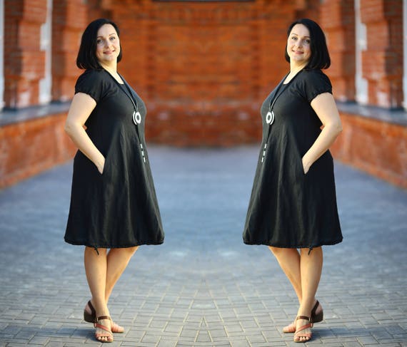 Plus Size Summer / Black Plus Size Linen Dress - Denmark