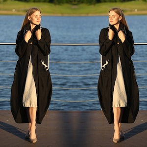 Natural linen coat / Plus size linen jacket / Linen overcoat