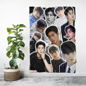 Cha Eunwoo Fleece Blanket Medium & Large, Kpop Watching Blanket, Kpop Blanket, Gift for Kpop Fans, Kpop Gift