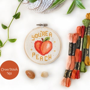 You're A Peach Cross Stitch Kit, Funny Needlework DIY