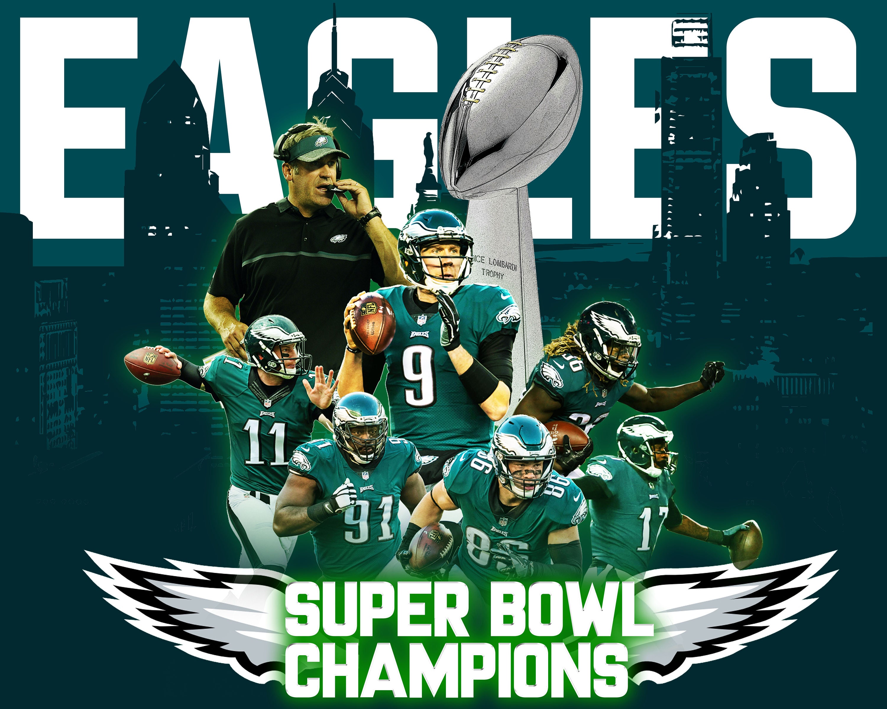 Philly Eagles Super Bowl Champions Poster -  UK