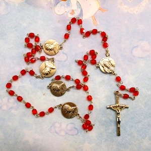 Vintage Pope John Paul II Rosary: Vatican Red Glass & Silver