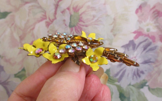 1950s VINTAGE Floral Bouquet Rhinestone Brooch ~ … - image 9