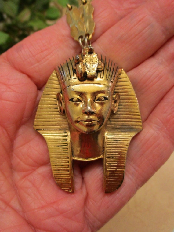 TORTOLANI Gold Egyptian Pharaoh Necklace~VINTAGE … - image 6