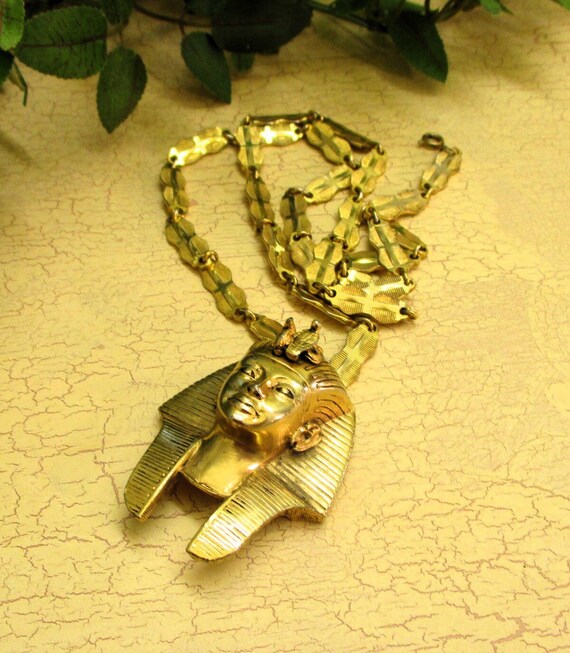 TORTOLANI Gold Egyptian Pharaoh Necklace~VINTAGE … - image 8