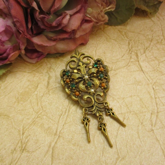 FRENCH RENAISSANCE REVIVAL Dangle Brooch ~ Fleur D