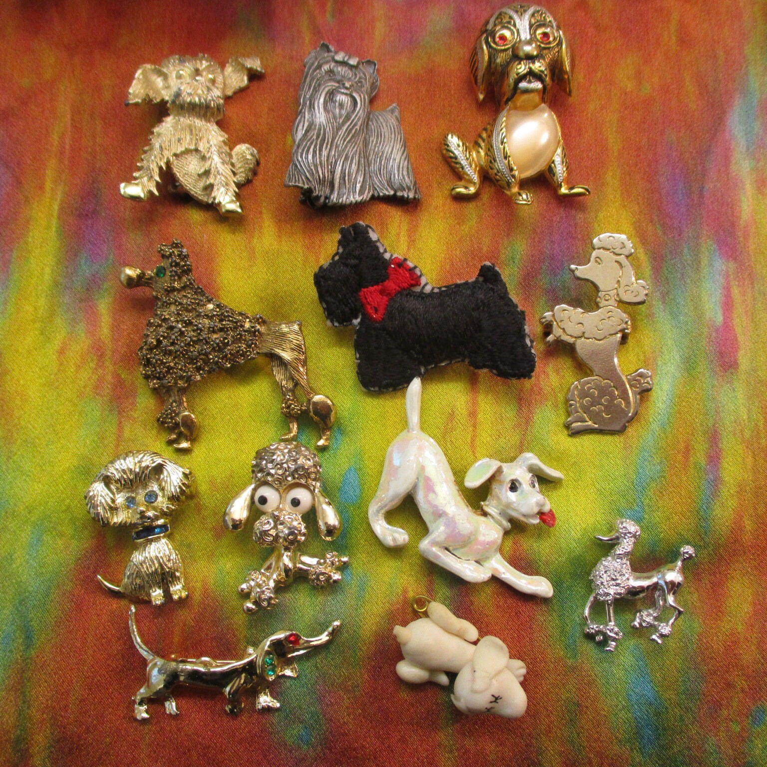 Vintage Dog Brooch Lot 12 Piece Mixed Materials Puppy Dog Etsy