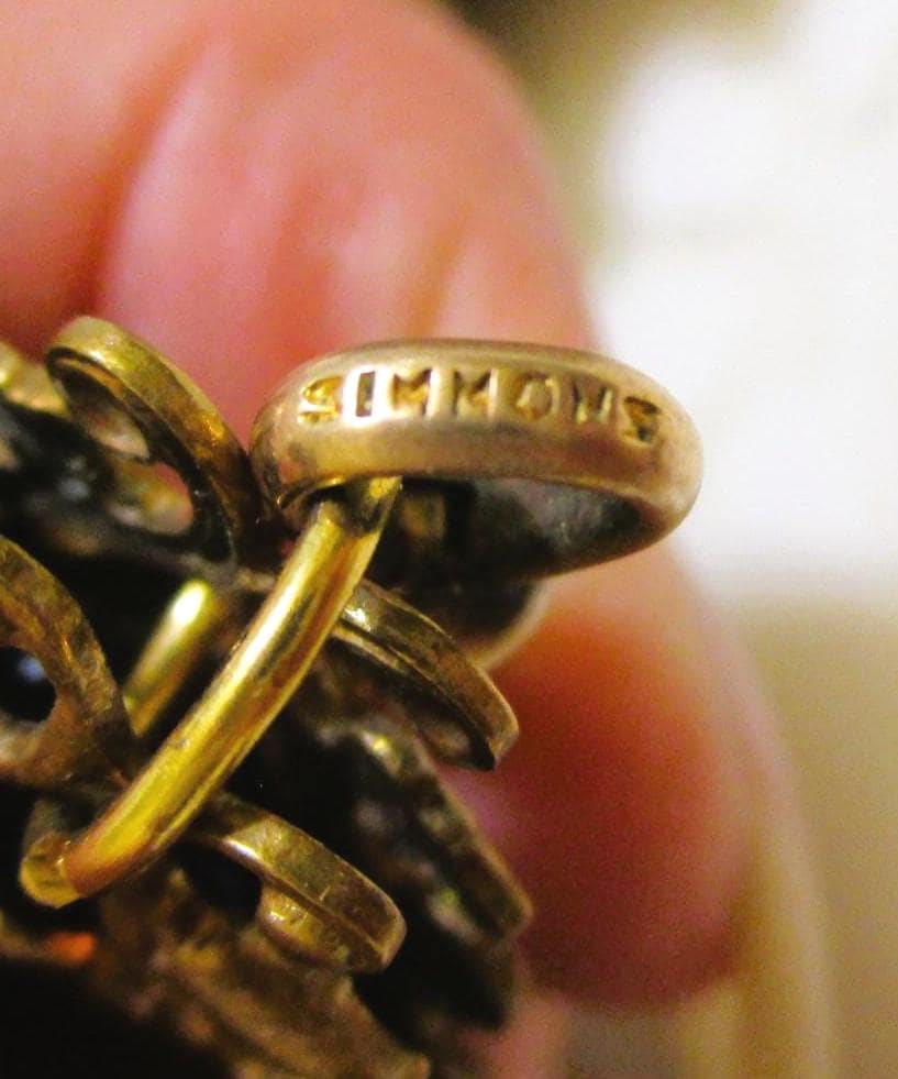 ANTIQUE Simmons Watch Chain and Ornate Fob – 12K GOLD FILL Late