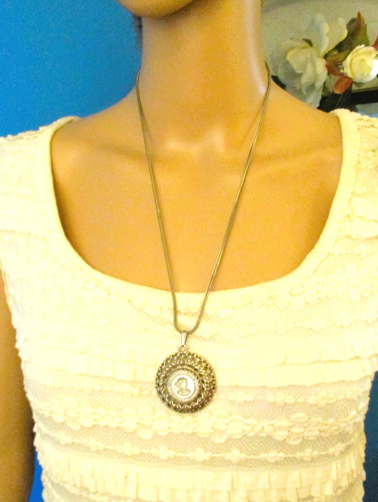Vintage CARAVELLE BULOVA Watch Necklace: Whiting & Davis Cameo Pendant Watch CARAVELLE By BULOVA Cameo Watch Necklace ~ | Mercari main image 2