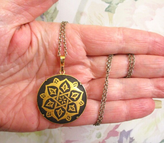 Vintage DAMASCENE 24K Gold Inlay Moorish Design N… - image 7