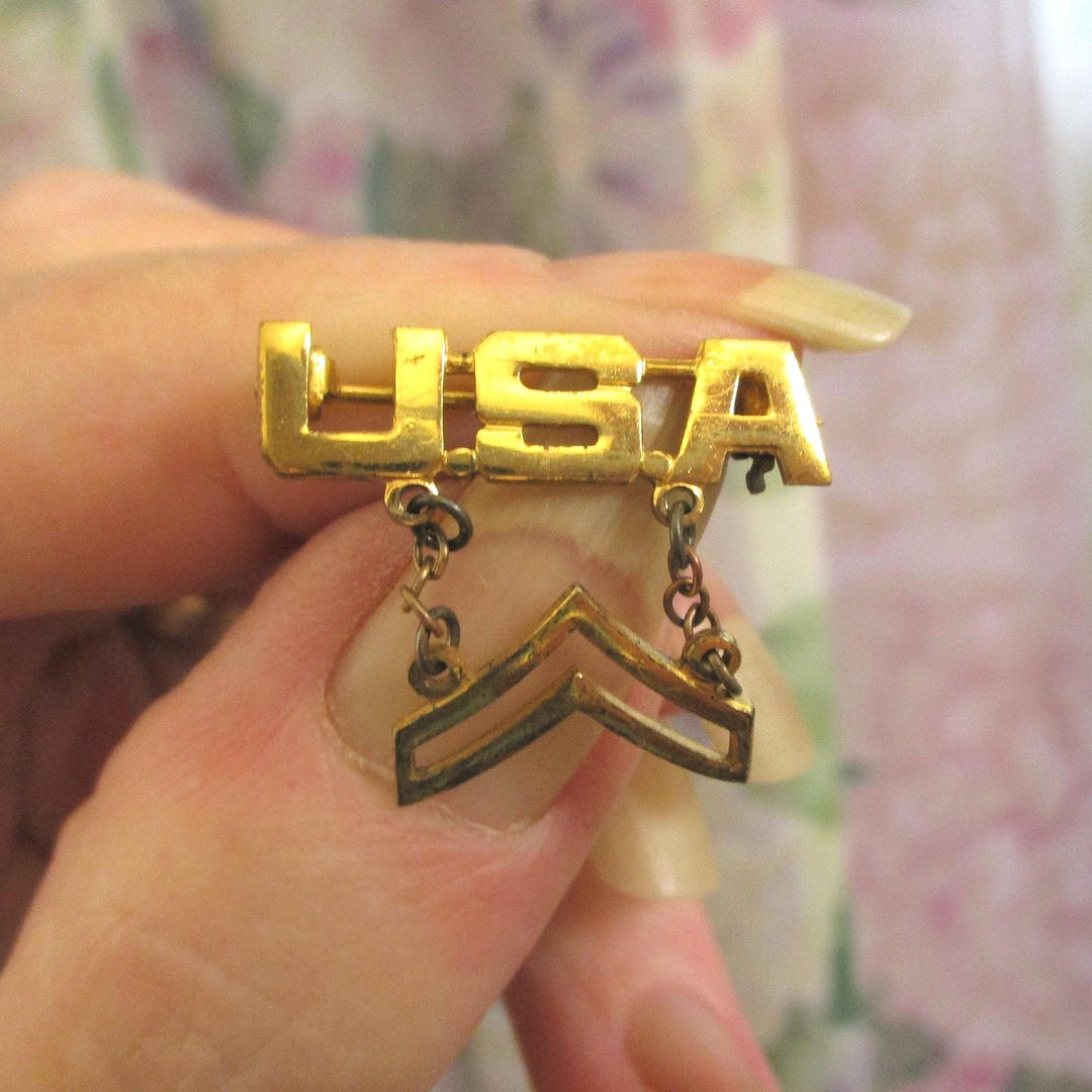 Sterling WWII US Army Corporal Sweetheart Pin~ 1940s Home Front Dangle ...