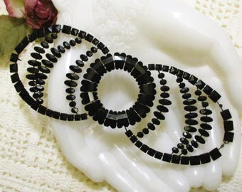 ANTIQUE Belt Buckle Czechoslovakia Black Glass ~ Art Deco GABLONZ Czech Buckle ANTIQUE Belt Buckle Czechoslovakia Black Glass ~ Art Deco  main image 2