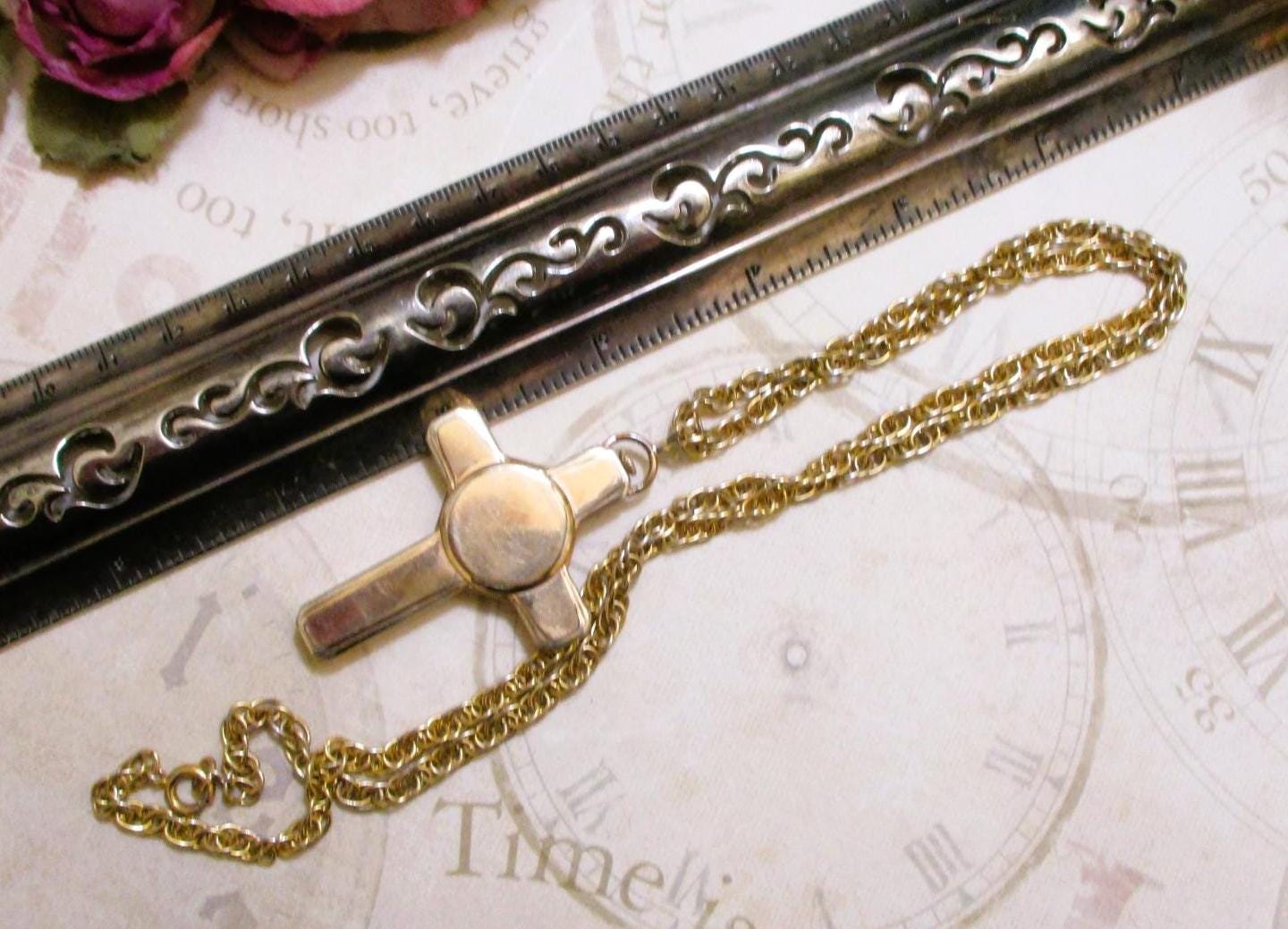 GOTHAM Gold Filled Swiss Cross Watch Necklace~ VINTAGE 