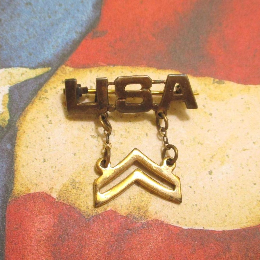 WWII Sterling Vermeil US Army Corporal Sweetheart Brooch – Vintage ...