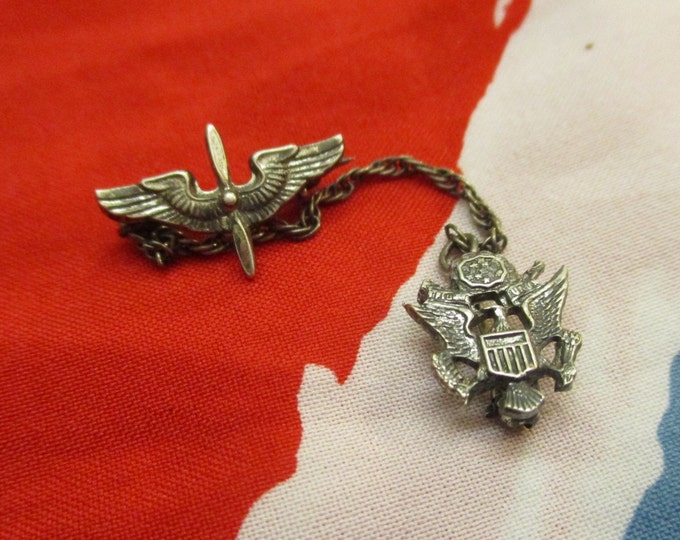 WWII Army Air Corps Sweetheart Pin ~ 1940 Silver USAAC Propeller Wings ...