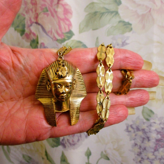 TORTOLANI Gold Egyptian Pharaoh Necklace~VINTAGE … - image 4
