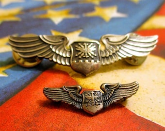 1950s USAF Enlisted Aircrew Wings Pair: Sterling Silver NS Meyer
