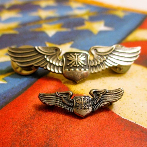 1950s USAF Enlisted Aircrew Wings Pair: Sterling Silver NS Meyer