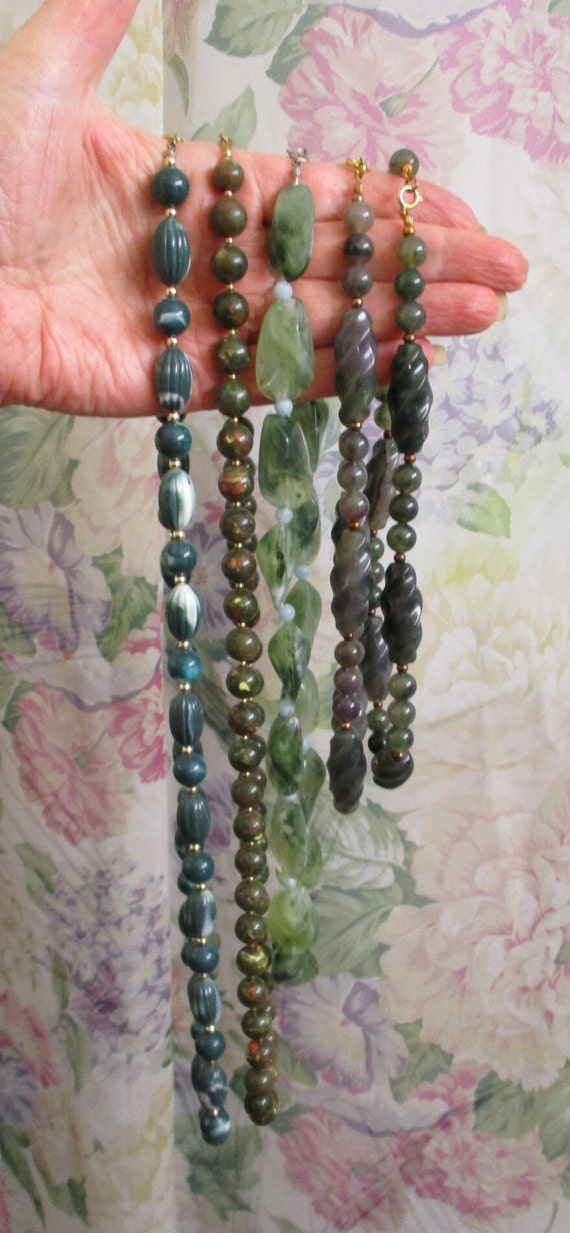 VINTAGE LUCITE Green Necklace Assortment ~ Shades… - image 2