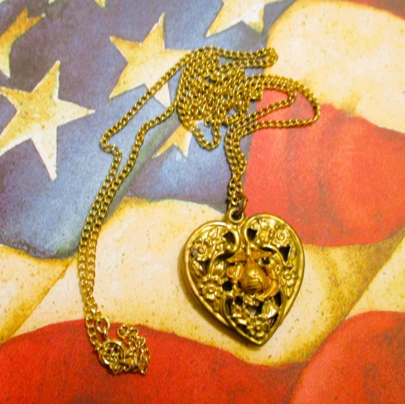 Sweetheart USMC Marine Corps Necklace Locket - 40s スウィート 