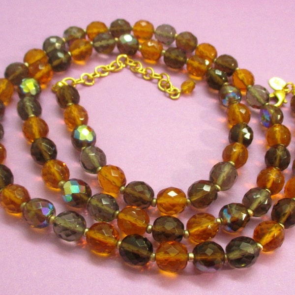 JOAN RIVERS Czech Crystal Bead Necklace ~ Faceted Multi-Colored Crystal Bead Rope Length Necklace ~Vintage Convertible 37" Crystal Necklace