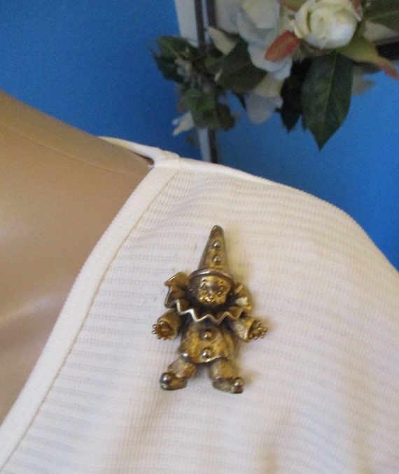 TORTOLANI 24KGP Clown Brooch ~ DESIGNER Signed Di… - image 2