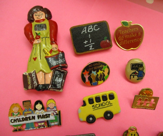 VINTAGE Teacher School Bus Brooch Pin Lot~ 15 Pie… - image 3