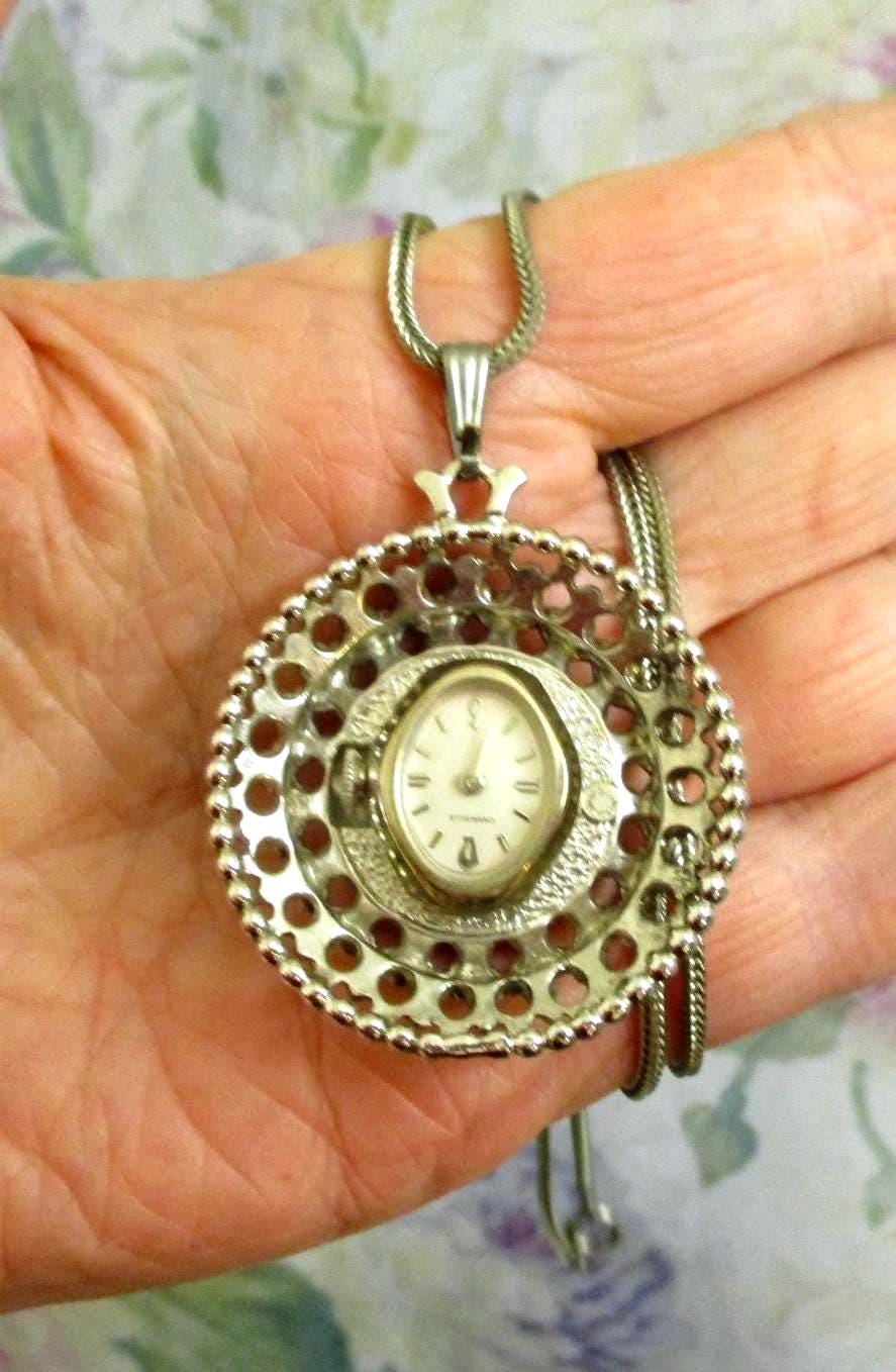 Vintage CARAVELLE BULOVA Watch Necklace: Whiting & Davis  display picture 3
