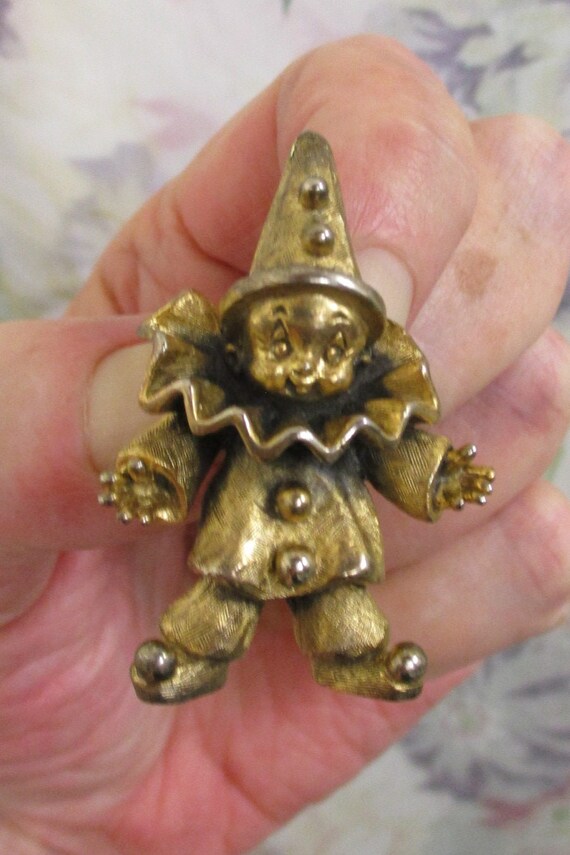 TORTOLANI 24KGP Clown Brooch ~ DESIGNER Signed Di… - image 4