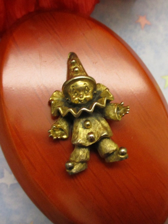 TORTOLANI 24KGP Clown Brooch ~ DESIGNER Signed Di… - image 7