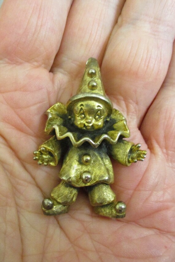 TORTOLANI 24KGP Clown Brooch ~ DESIGNER Signed Di… - image 8