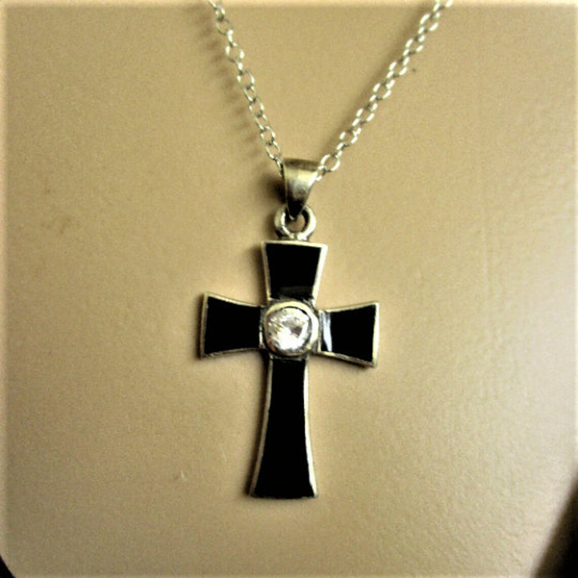 Small black cross necklace Clearance