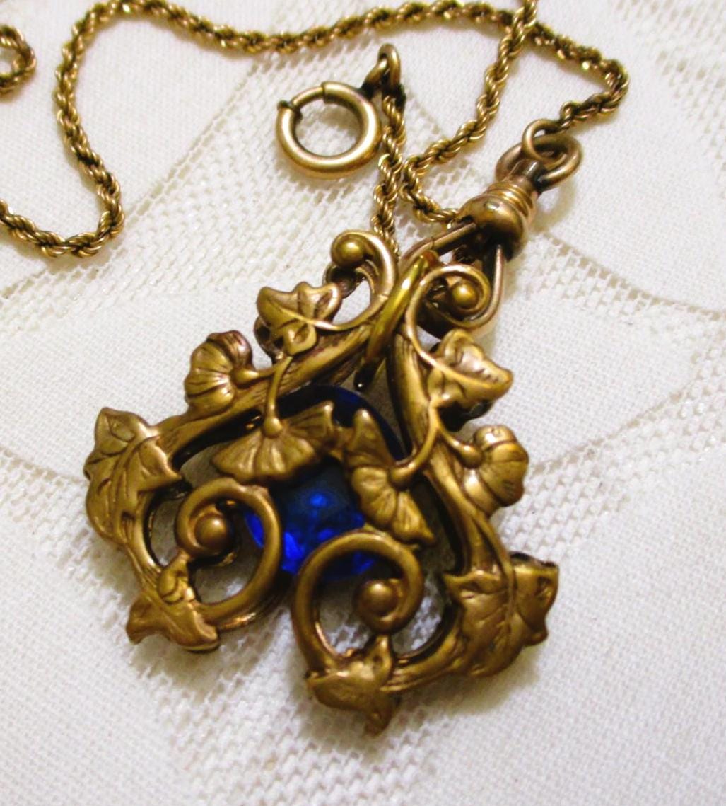 ANTIQUE Simmons Watch Chain and Ornate Fob – 12K GOLD FILL Late
