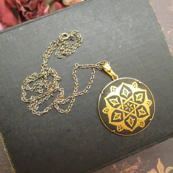 Vintage DAMASCENE 24K Gold Inlay Moorish Design N… - image 3