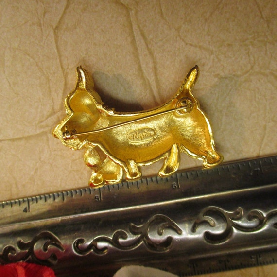 NAPIER Rhinestone Gold Plate Terrier Dog Brooch ~… - image 10