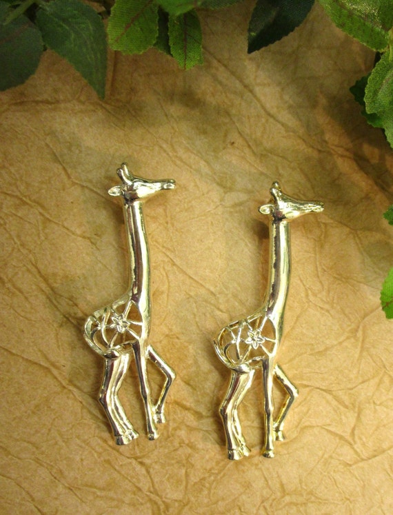 VINTAGE Silver GIRAFFE Brooch Pair ~ Two Large Si… - image 6