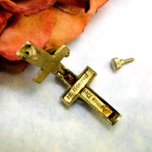 Vintage ST CONRAD Reliquary Crucifix Pendant ~ GERMAN Saint Konrad Ebony Silver 2nd Class Relic Crucifix ~ Articulated Reliquary Cross