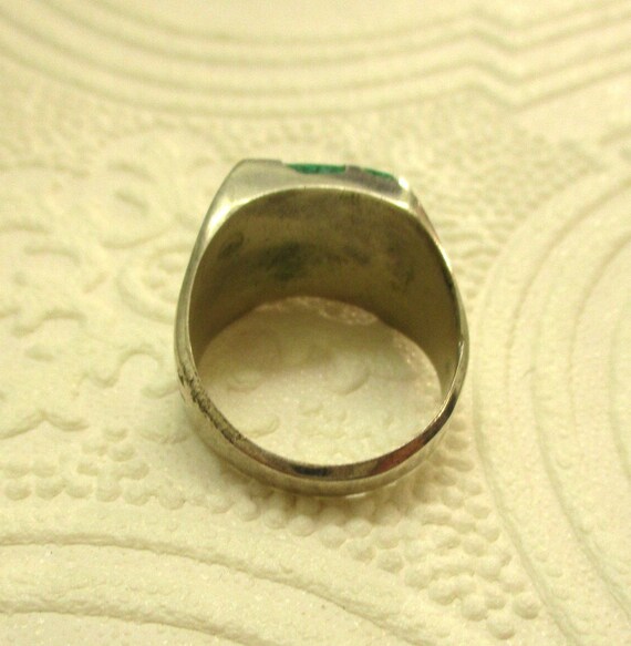 VINTAGE Sterling Green Turquoise Channel Inlay Ri… - image 9