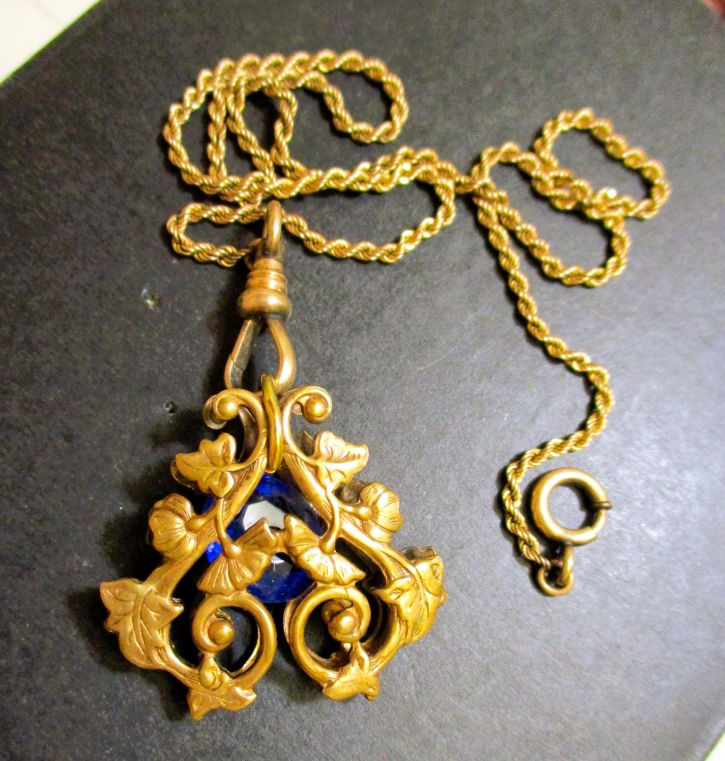 ANTIQUE Simmons Watch Chain and Ornate Fob – 12K GOLD FILL Late