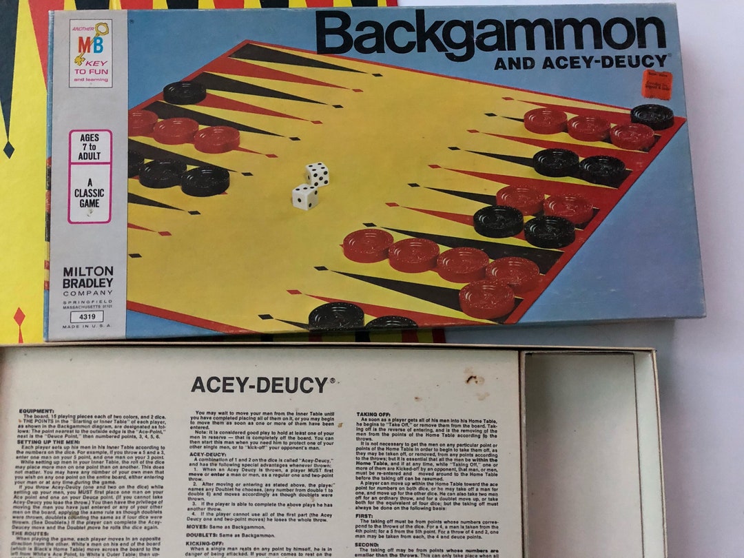 Vintage Milton Bradley Backgammon and Acey Deucey Game in Etsy