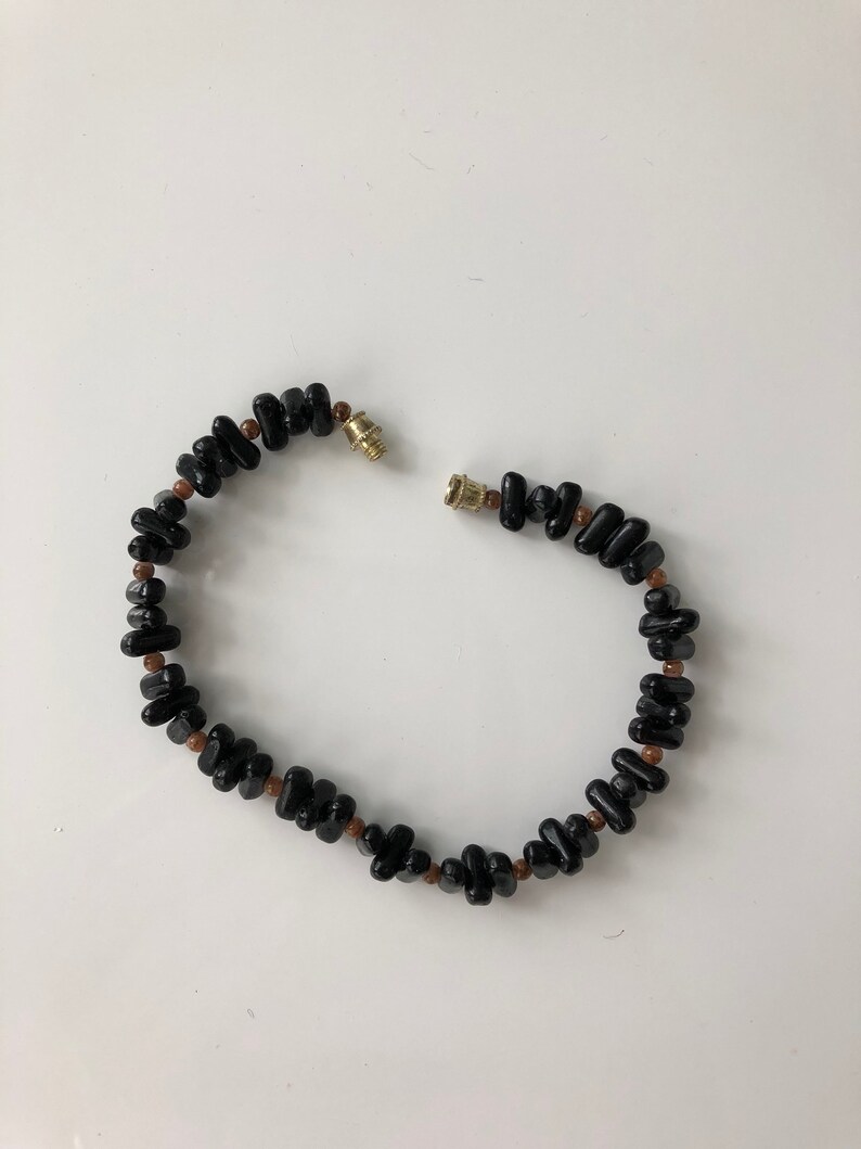 Vintage Black and Brown Beaded Bracelet With Screw Clasp Etsy